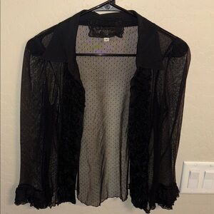 Sheer Black Blouse with Ruffle Details